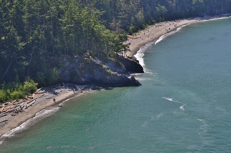 beach scene from bridge